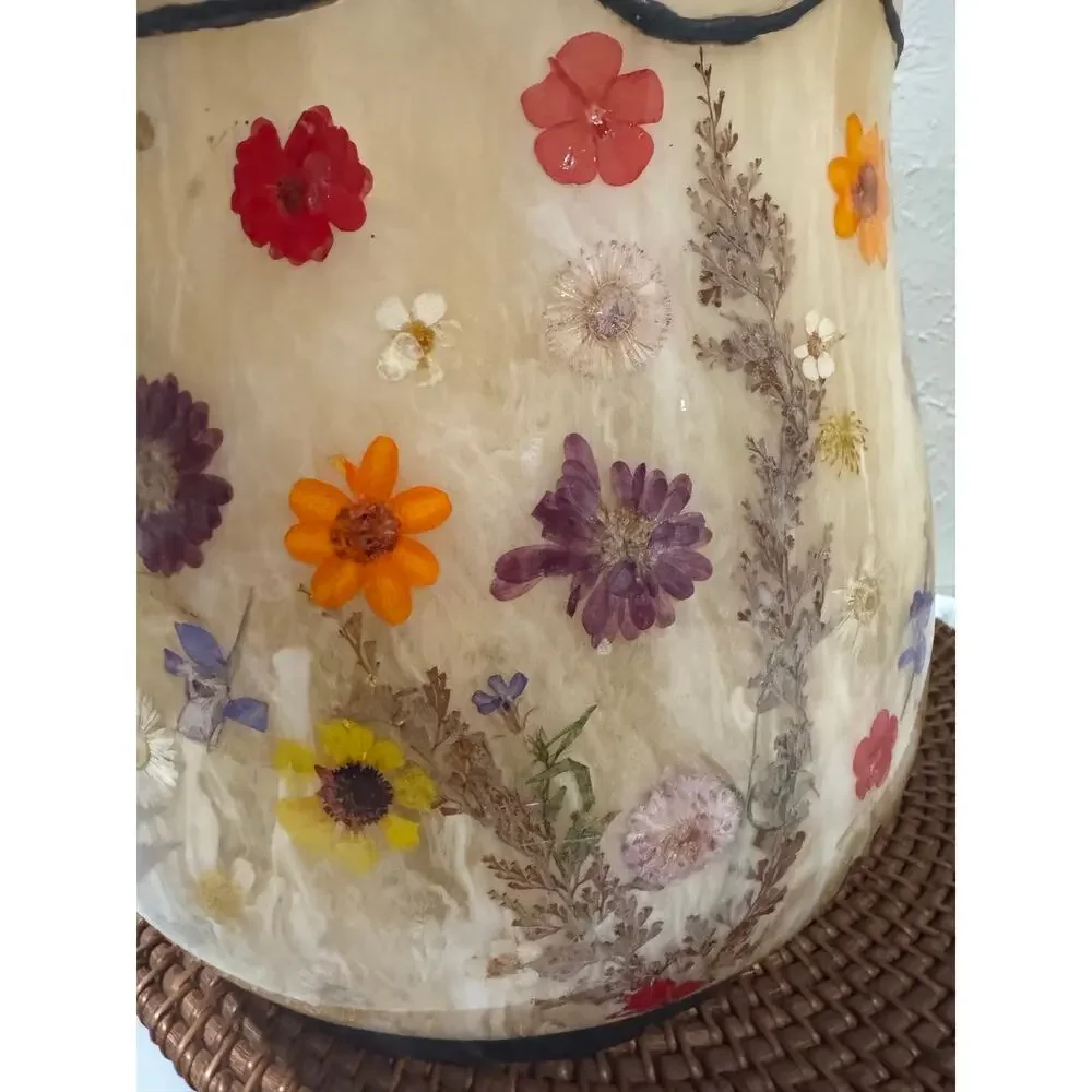 India Ink Fresh Fields Pressed Flowers Wastebasket